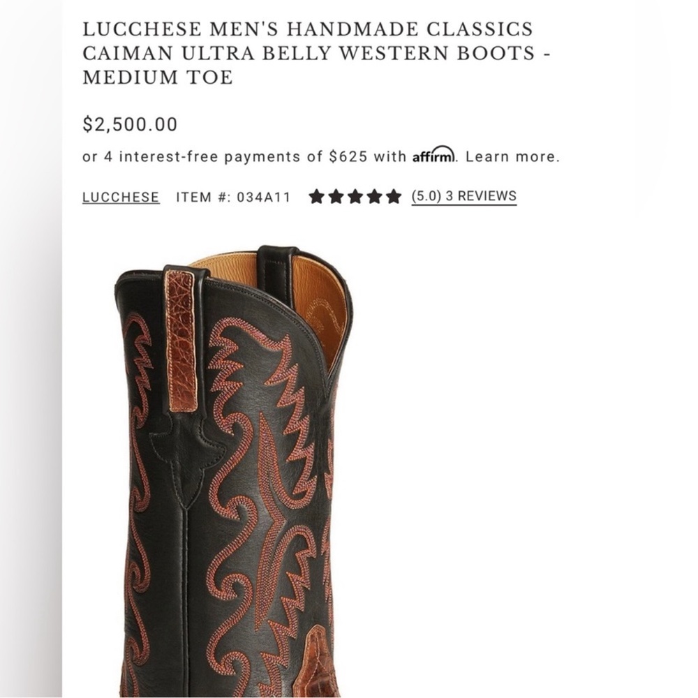 Lucchese Black Western Cowboy Boots with Brown Stitching